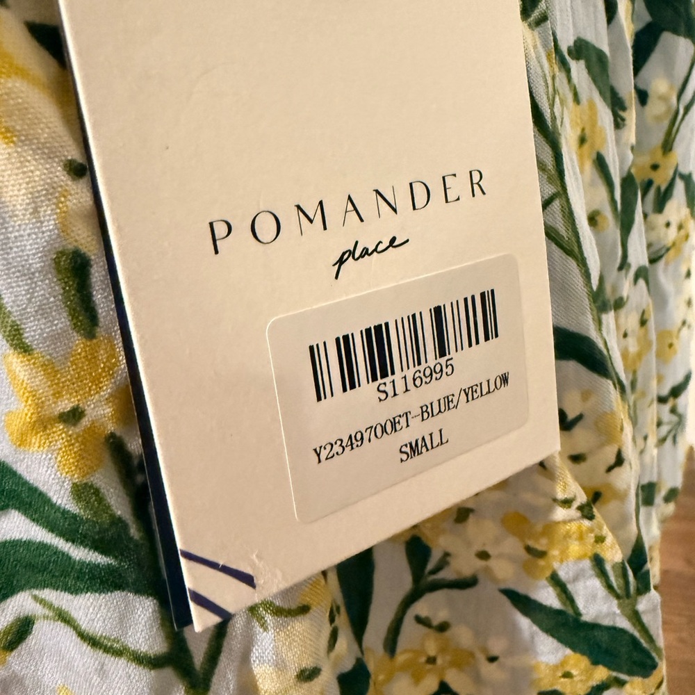 Pomander Place Tuckernuck Floral Long Sleeve Dress in Green and Yellow - Picture 2 of 8